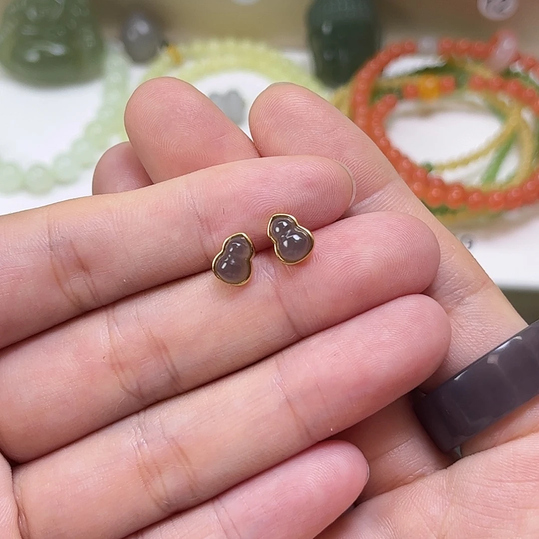 银S925镶嵌和田玉耳饰