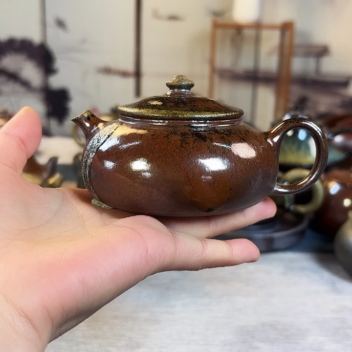 壶庞*傅柴烧紫砂壶天青寒江