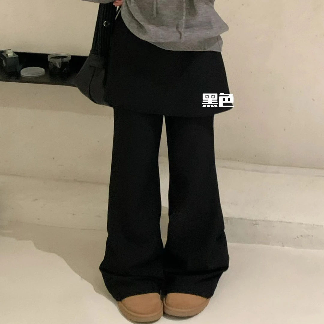 小妖精大码女装屁帘设计加绒加厚百搭显瘦松紧腰休闲喇叭裤