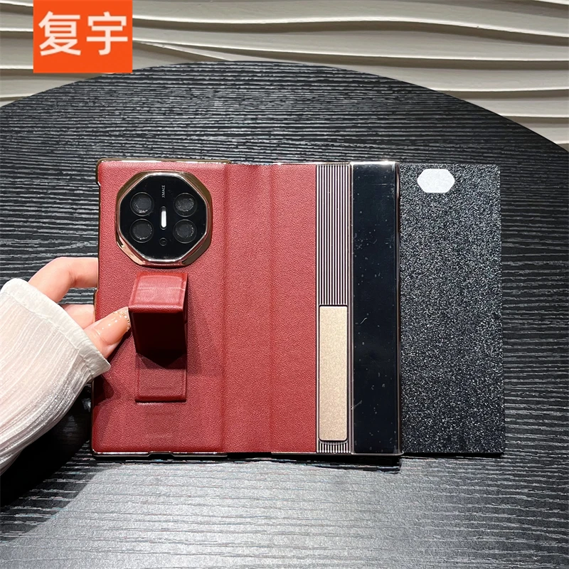 真皮支架适用华为Mate XTs折叠XT非凡大师手机壳全包防摔翻盖皮套