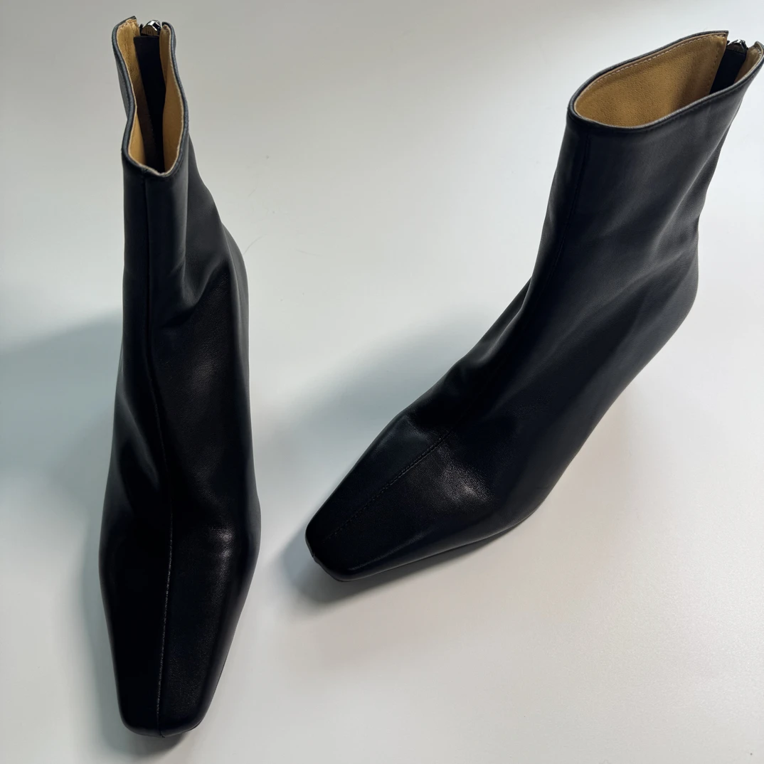 跟高5CM 尖方头细跟瘦瘦靴切尔西靴时装显瘦气质短靴女极简西装靴