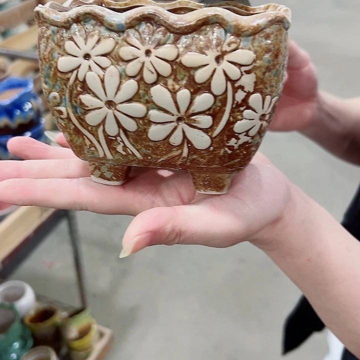 有孔.凑满10元发货多肉陶瓷花盆！