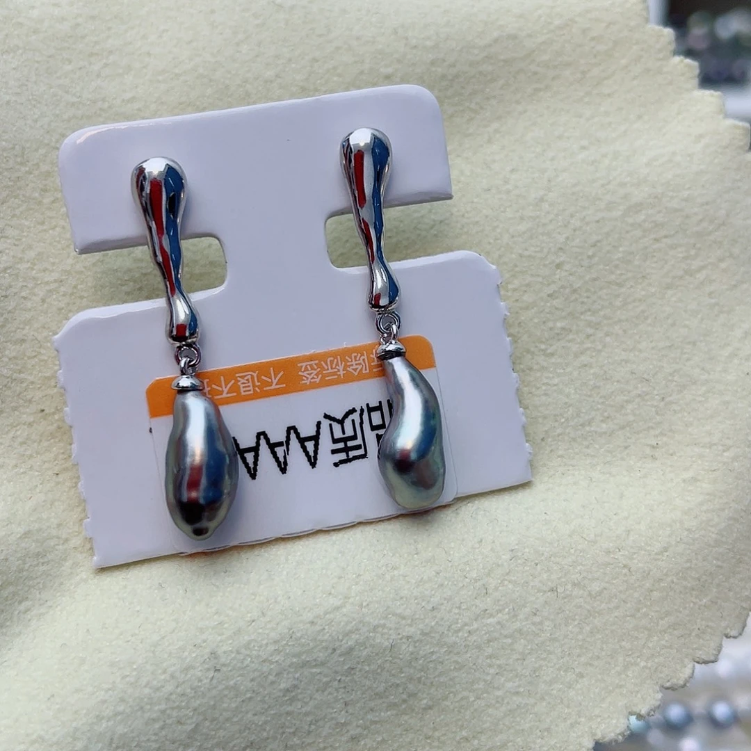 耳饰银S925镶嵌海水珍珠w55