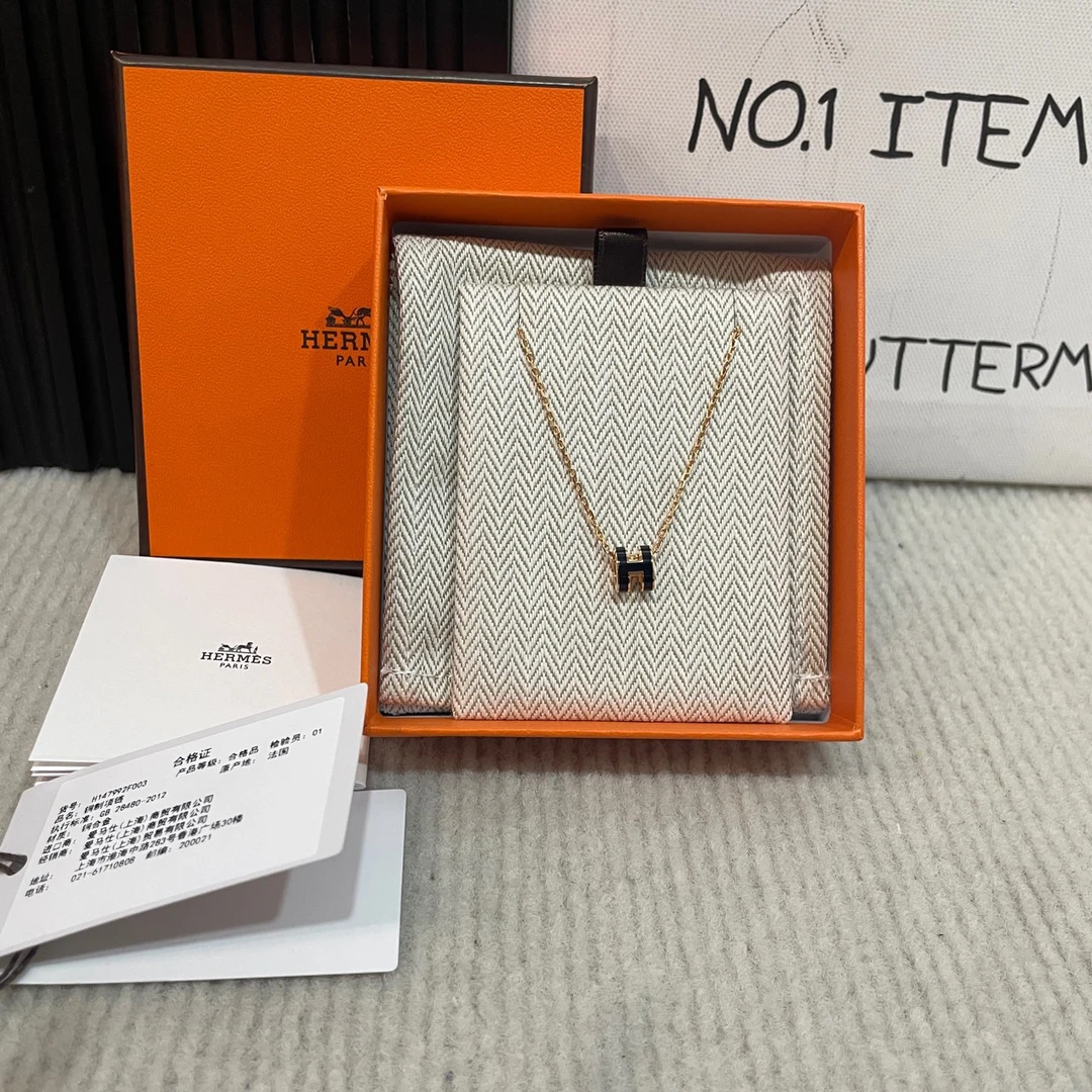 未使用 Hermes/爱马仕 黑色mini pop项链