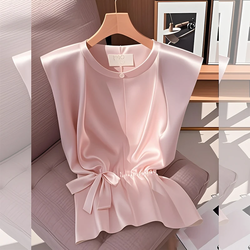 粉色多巴胺背心女2025夏季新款百搭超好看衬衫今年流行爆款上衣女