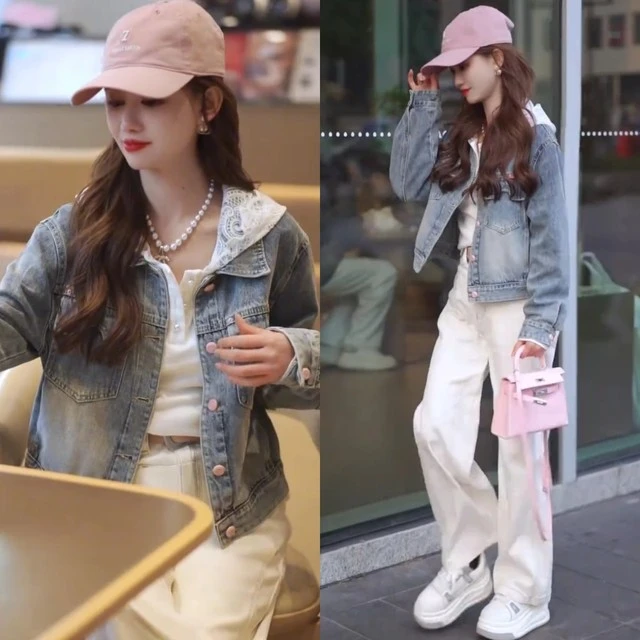 2025春季新款港风复古短款牛仔外套女设计感后背刺绣长袖夹克上衣