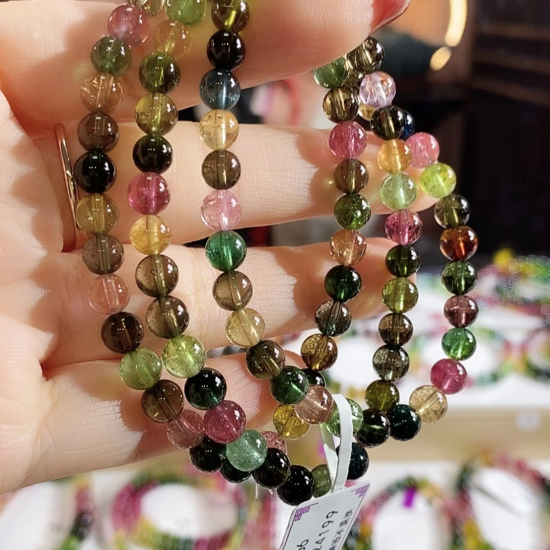 手链碧玺未镶嵌G2606三圈颜色微差