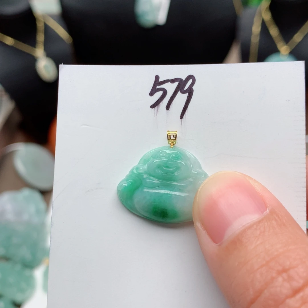 翡翠颈饰18K金镶嵌吊坠