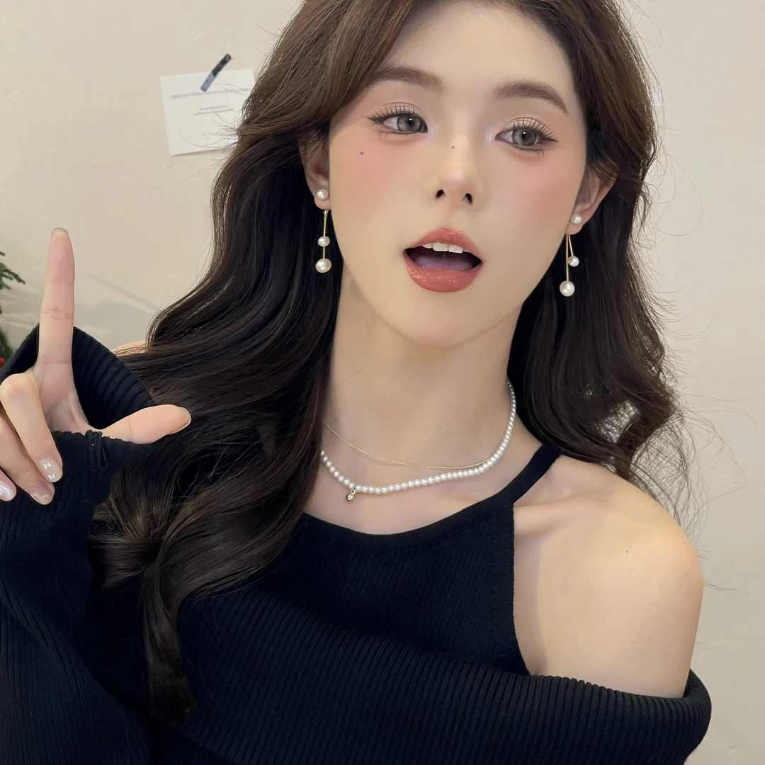 【沁汝饰品】W837珠珠流苏耳钉气质高级百搭少女小众设计风