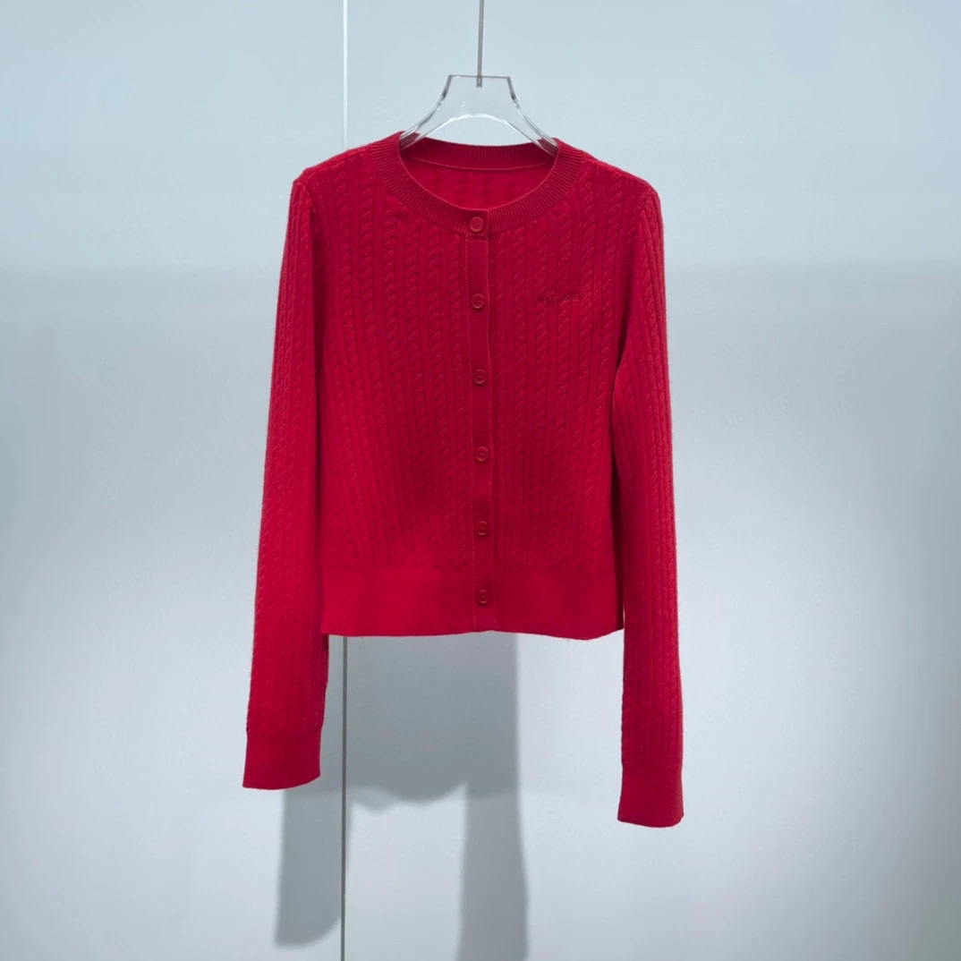 春季艾家中国红开衫女装气质毛衣外套8002