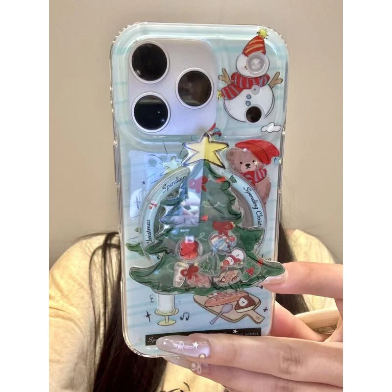 治愈系圣诞树雪人红帽小熊适用于iphone17promax苹果16p手机壳15p