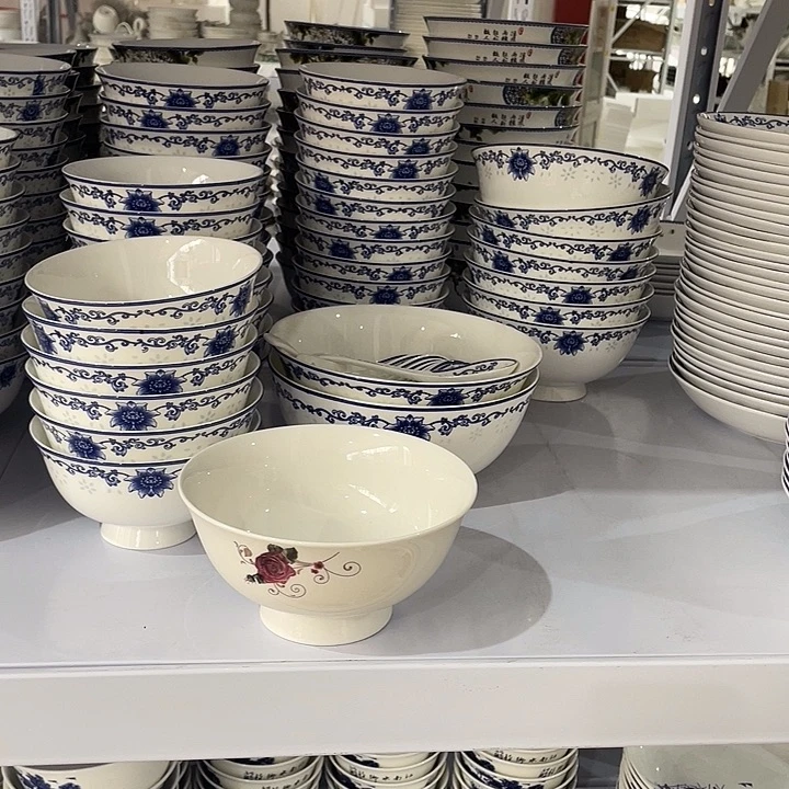 陶瓷玫瑰 6 寸面碗二个装