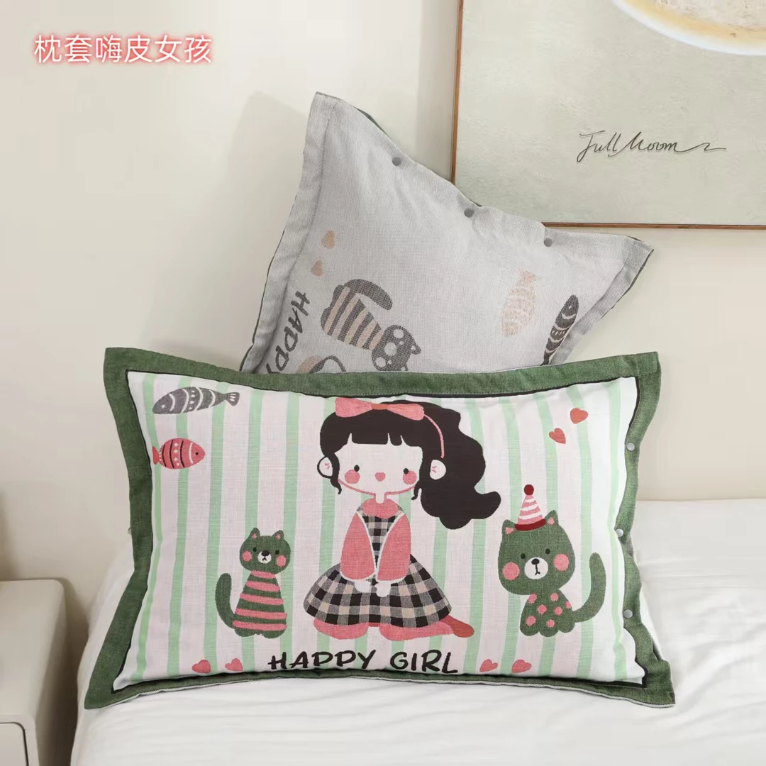 【嗨皮女孩】 高端枕套 全棉枕巾吸水枕套53*80cm