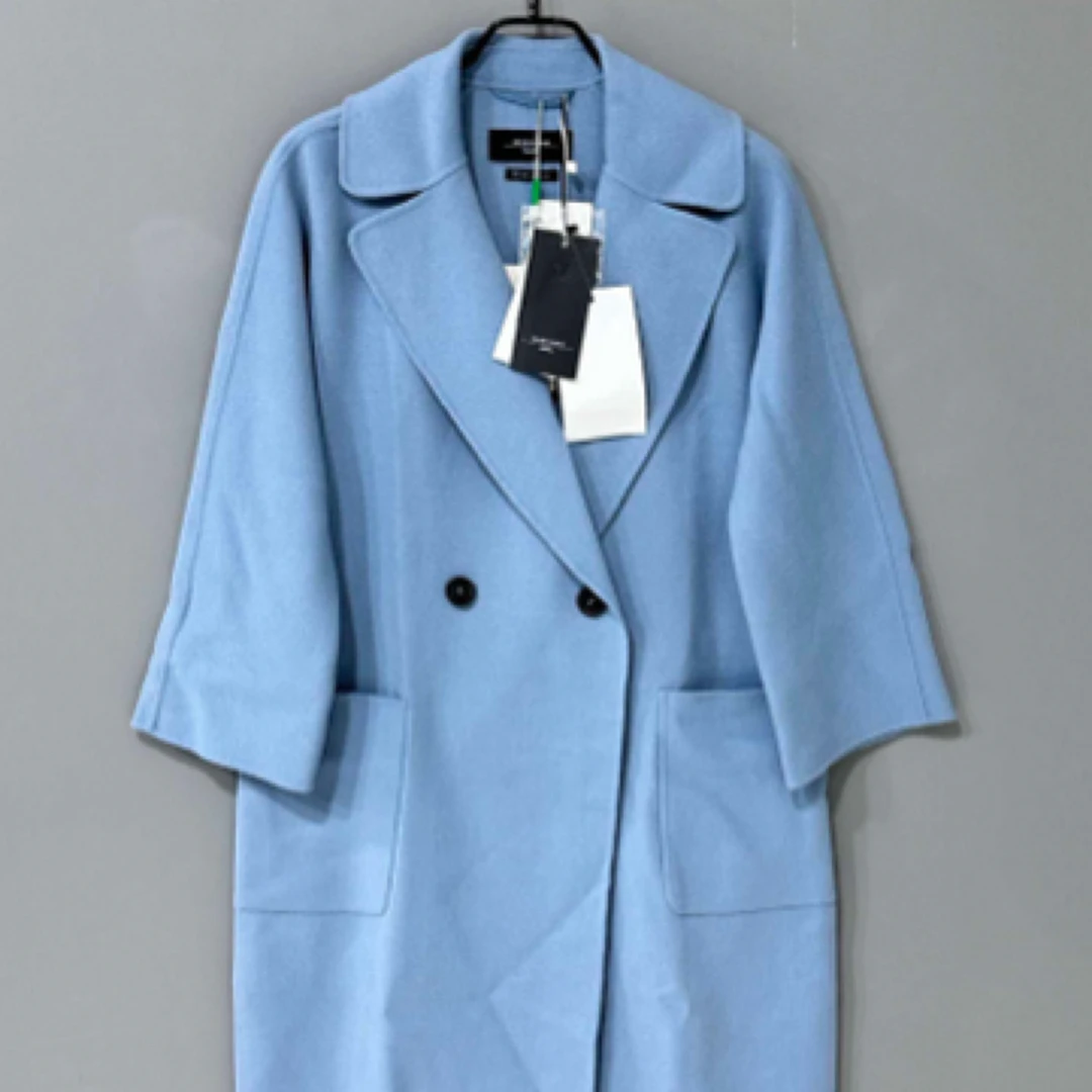 未使用 MaxMara 浅蓝色羊毛大衣/全新/34码/04240