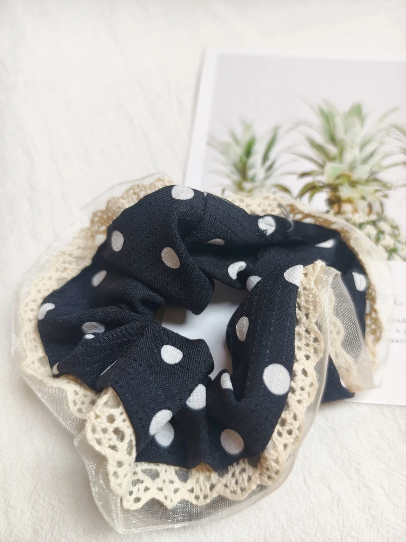 韩系小清新波点大肠发圈温柔田园风扎发头绳可爱甜美发绳头饰
