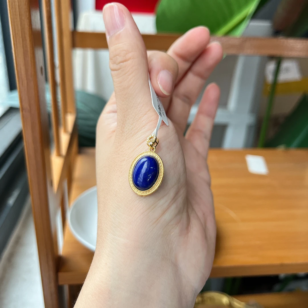 【郭老师】约10*14mm青金石S925银吊坠