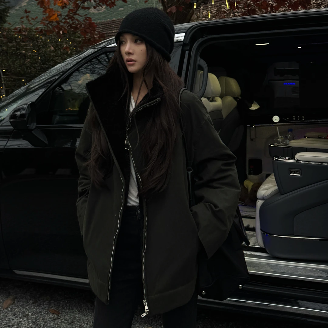 R-HER“北欧tote”90白鹅绒秋冬休闲风保暖老钱风复古翻领派克P1058