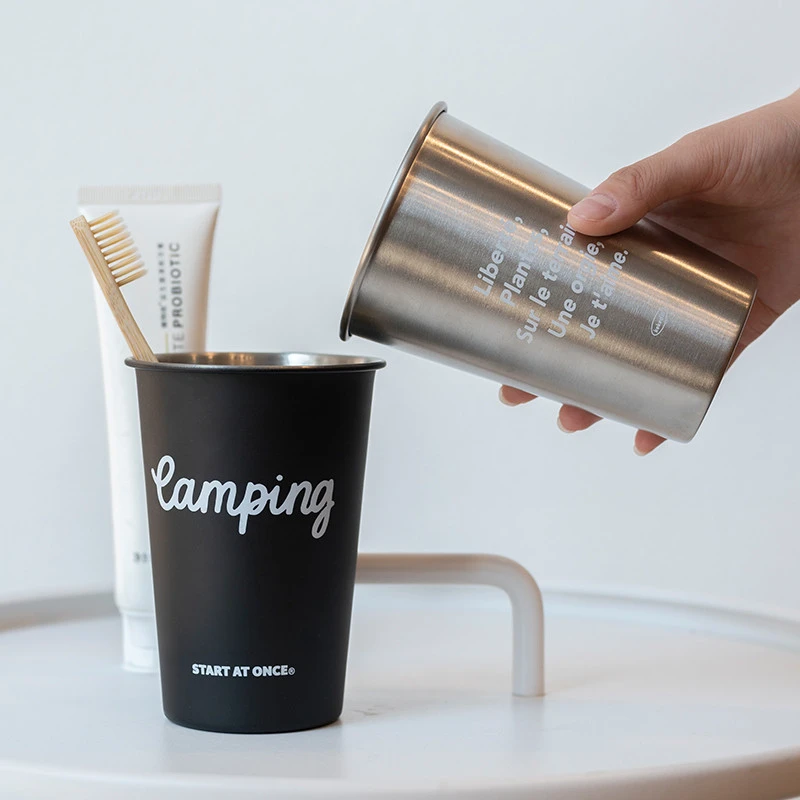 美式不锈钢漱口杯加大女洗漱情侣牙刷杯子男耐摔牙缸家用卫生间