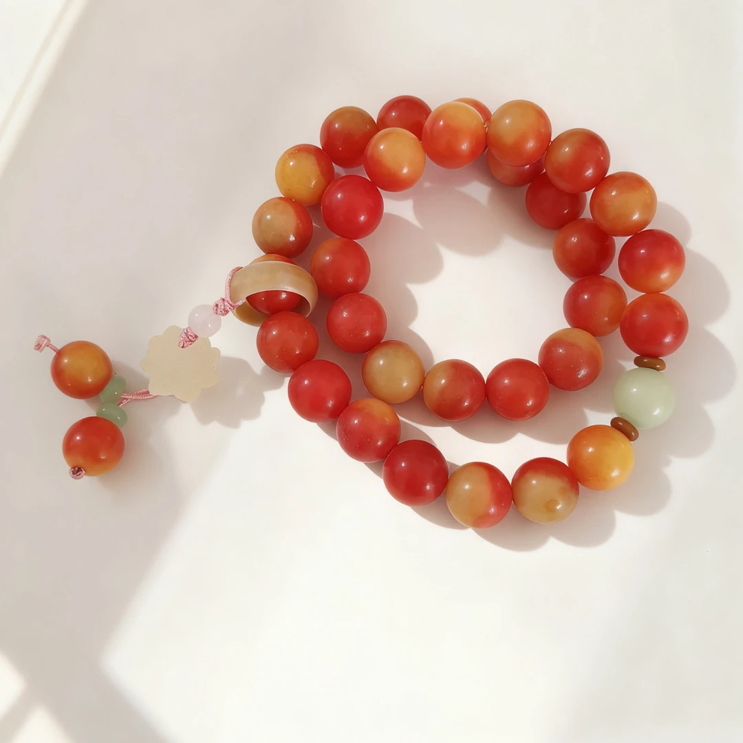 晚霞红菩提双圈莲花款 精品手串 无礼盒 STJ 018