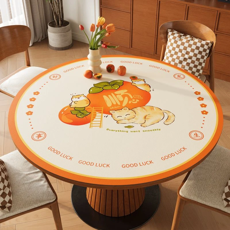 卡通圆形餐桌垫ins风圆桌桌布防水防油免洗防烫桌面保护垫茶几垫