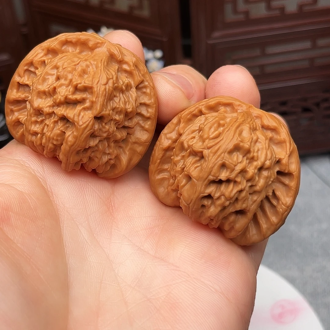 把件文玩核桃白狮子