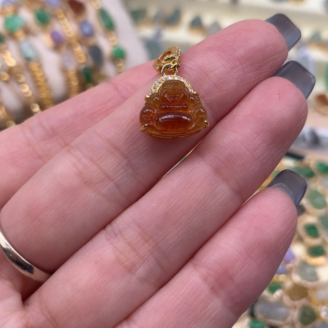 翡翠银S925镶嵌颈饰佛公