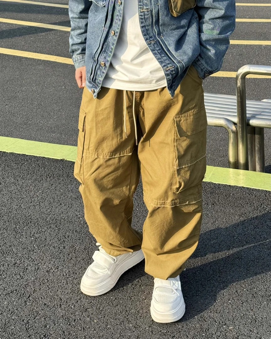 胡先生 25ss「纯棉珠地」春季日系工装多口袋直筒长裤SF6151