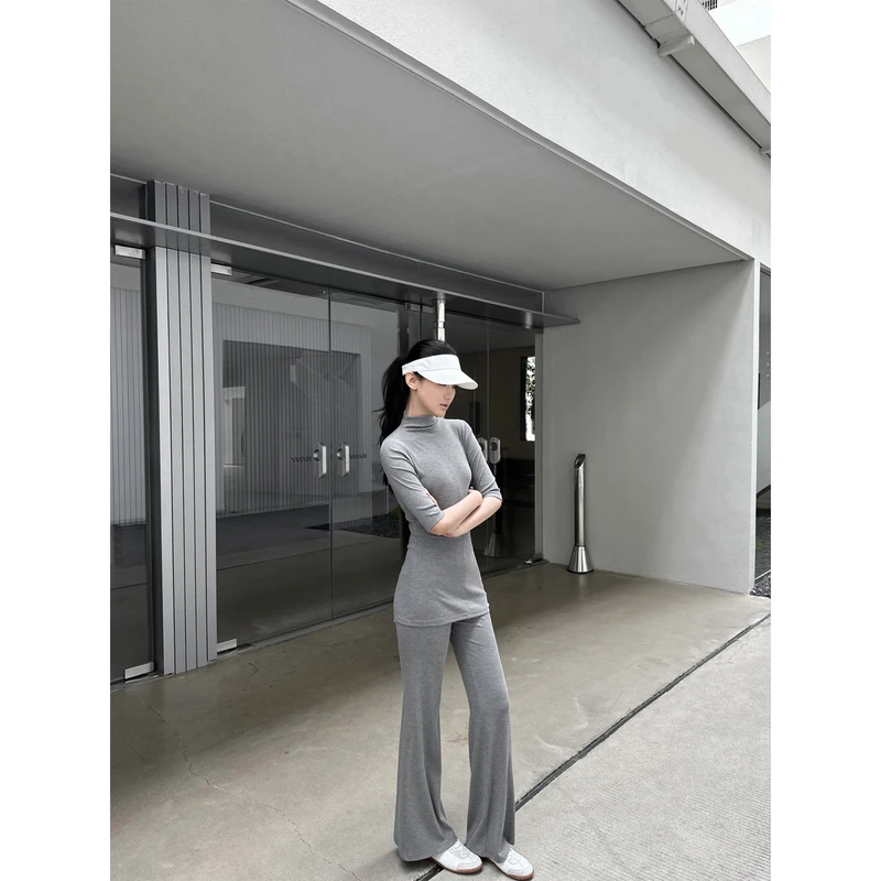 【5werkwen 03.06新品】随意松弛套组 半高领微喇长裤两件套