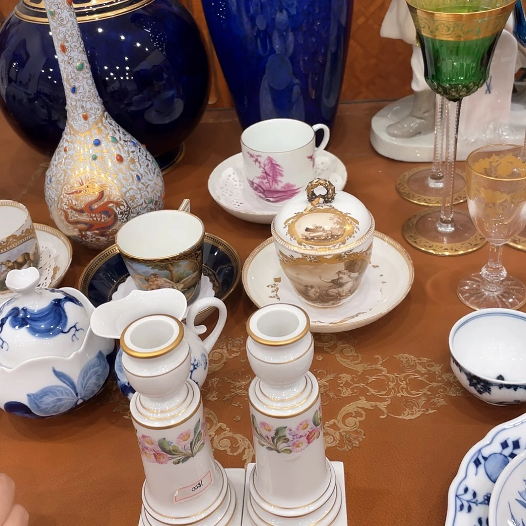 摆件中古烛台一对