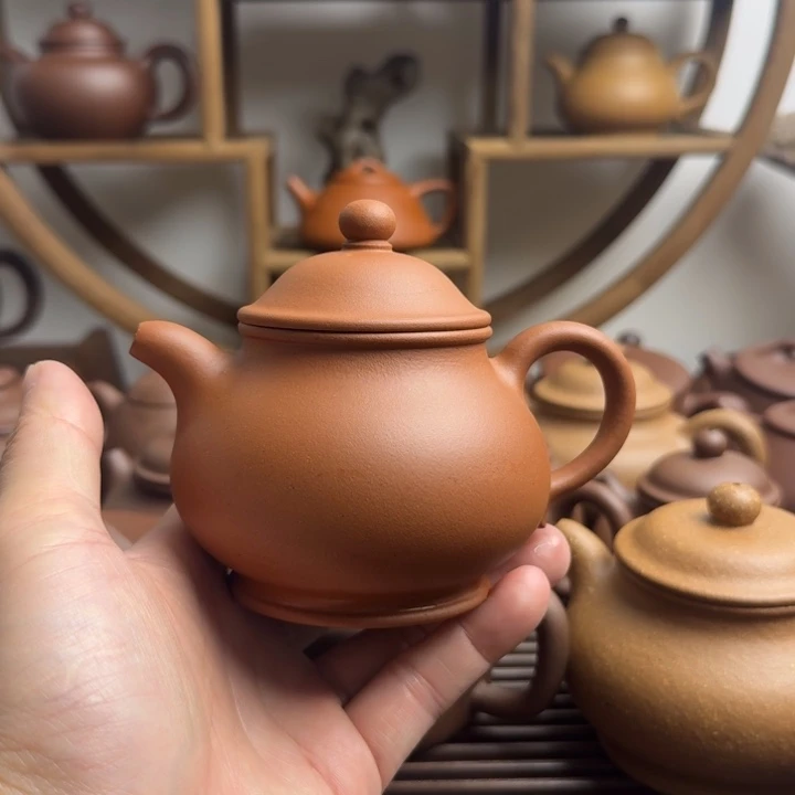 紫砂茶壶高潘200cc黄龙山红泥
