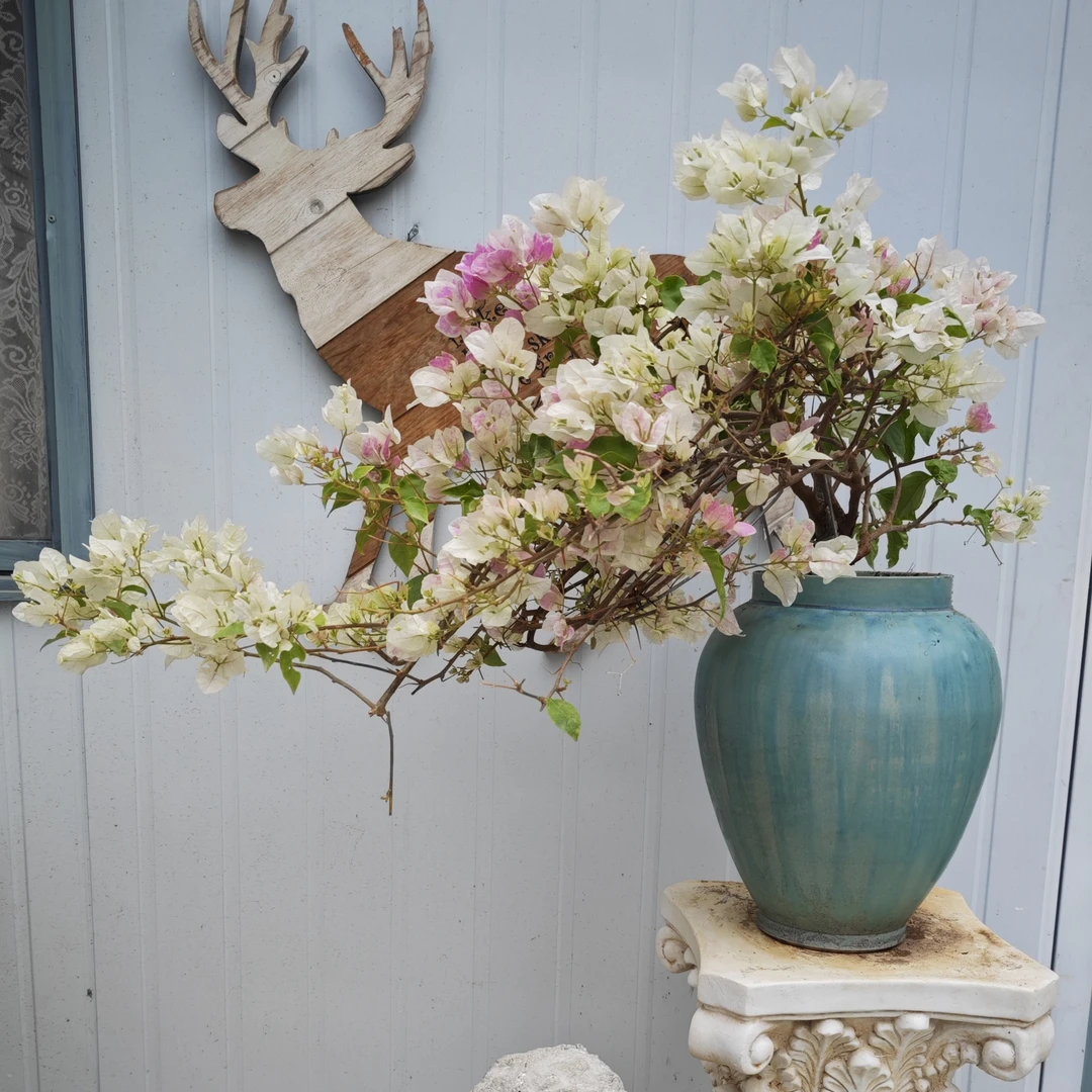 【窑变系列】高温窑变天青色陶瓷盆，有色差杂色，大号陶瓷花盆