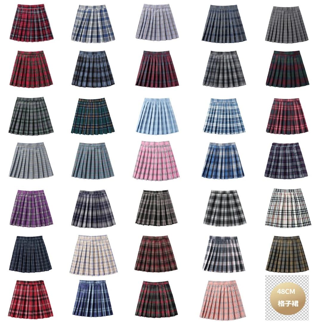 48CM裙长源头工厂英伦学院班校服半身学生格子褶皱百折裙表演中裙