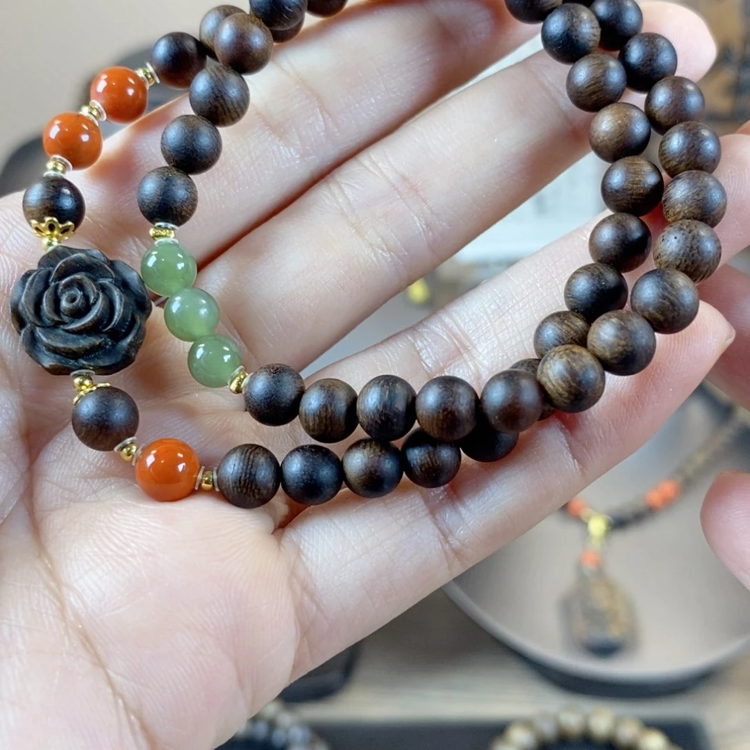 沉香手串时**雨达拉干卡6mm双圈