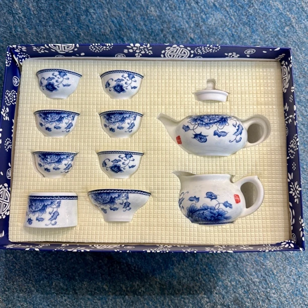 陶子茶具 青花瓷玲珑茶壶茶具套组-724