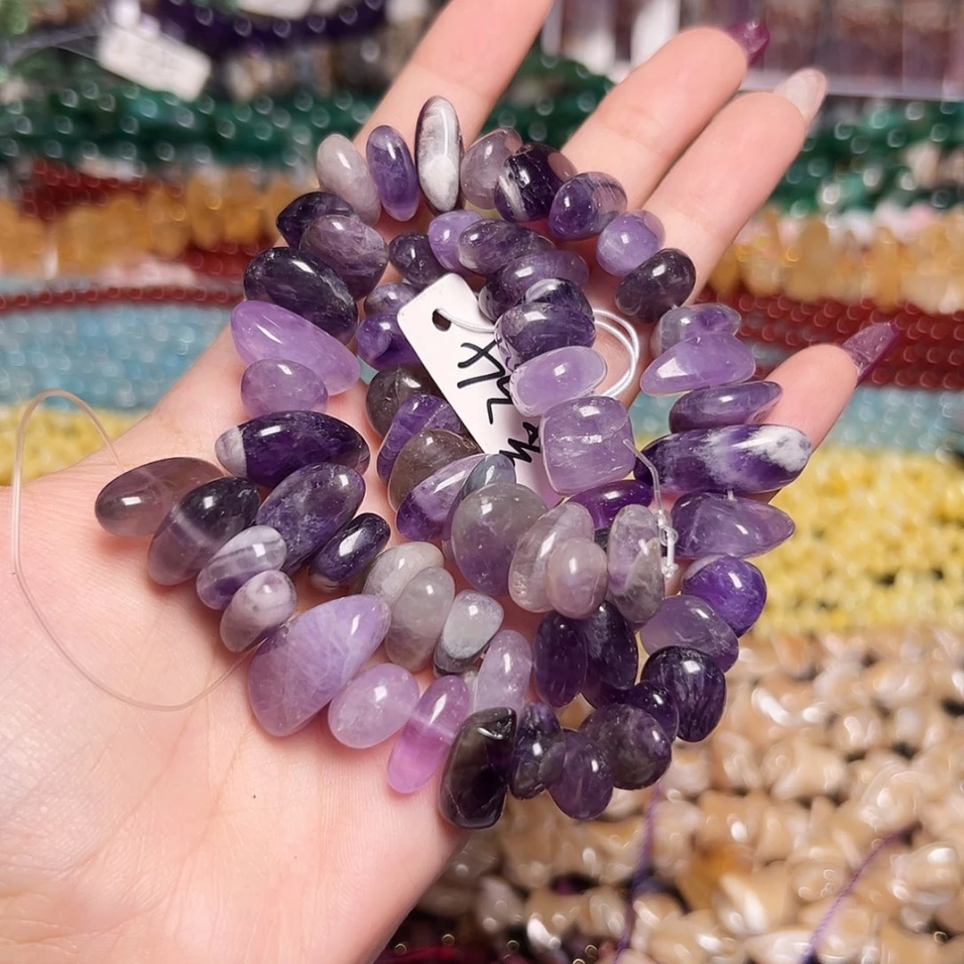 玛瑙/玉髓足银镶嵌珠宝半成品T780紫水晶随形16.3*6mm