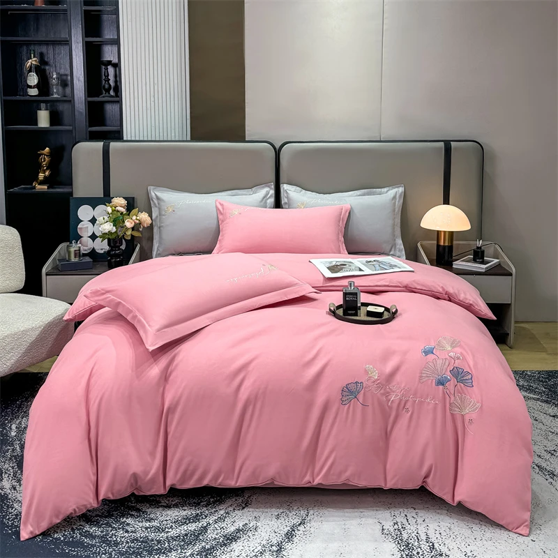 【莜兰姿家纺】高档欧式磨毛苏绣床单款刺绣四件套 礼盒装