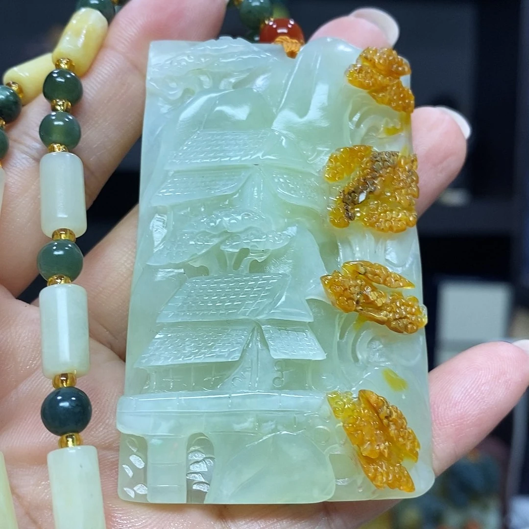 未镶嵌岫玉挂件吊坠项链