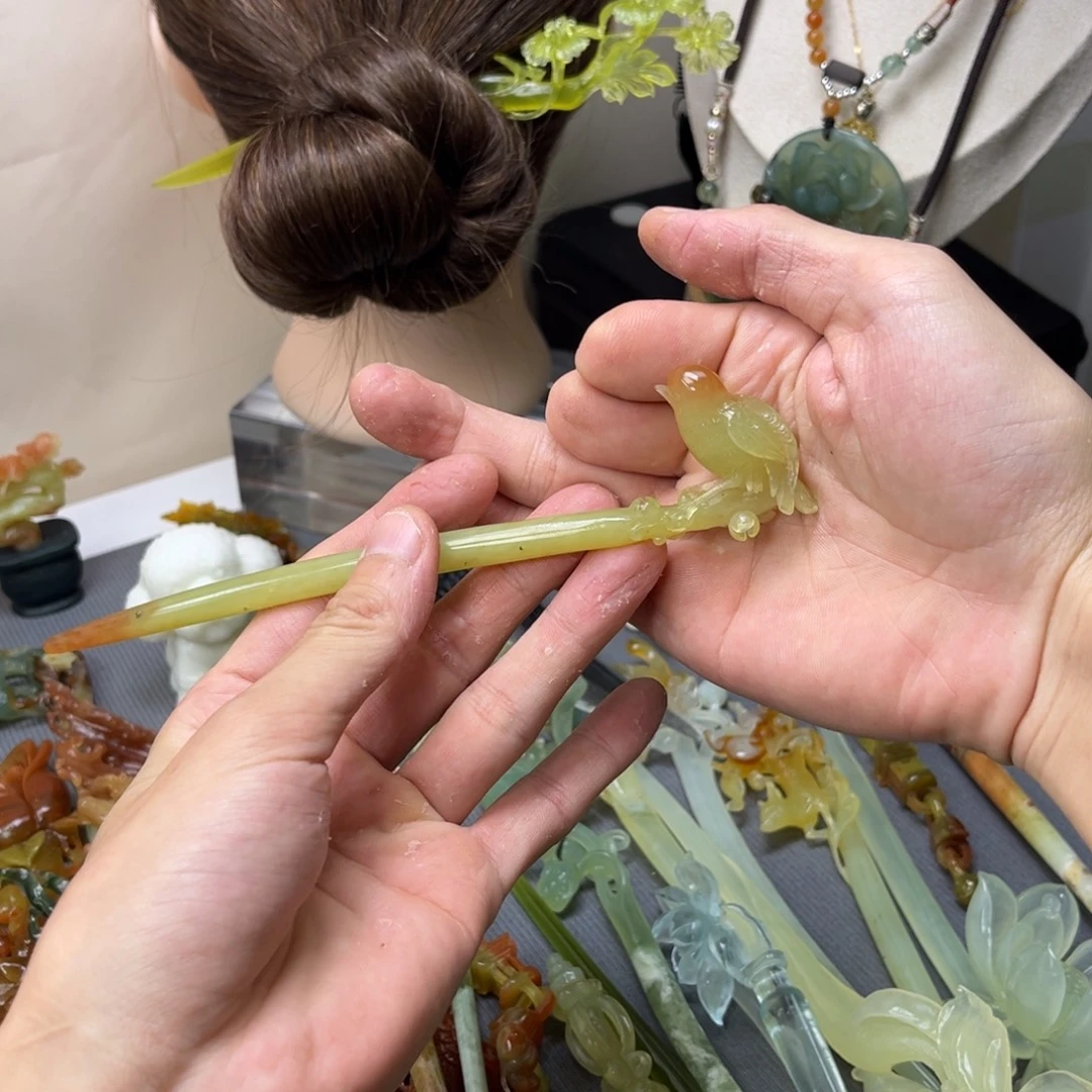 蛇纹石玉合金发饰