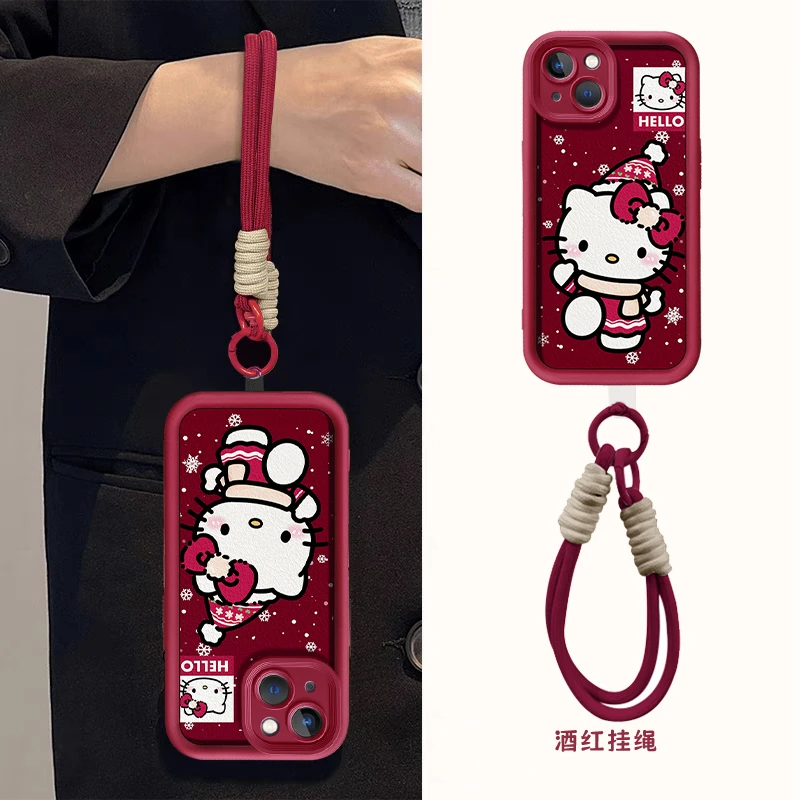 【苹果/华为/荣耀/OPPO/vivo】雪花KT猫天眼阶梯小羊皮手机壳