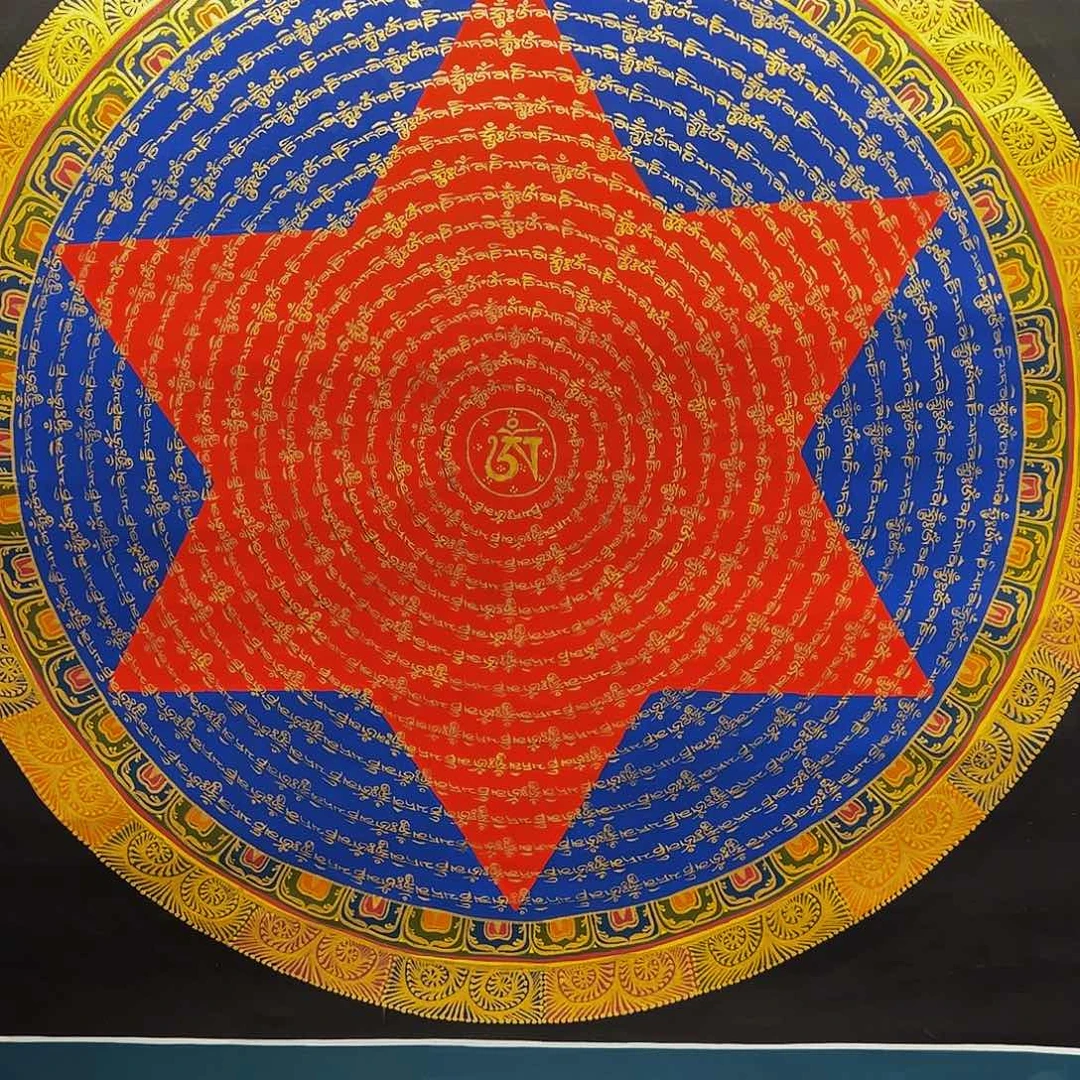 卷轴画尼泊尔手绘六字大明咒