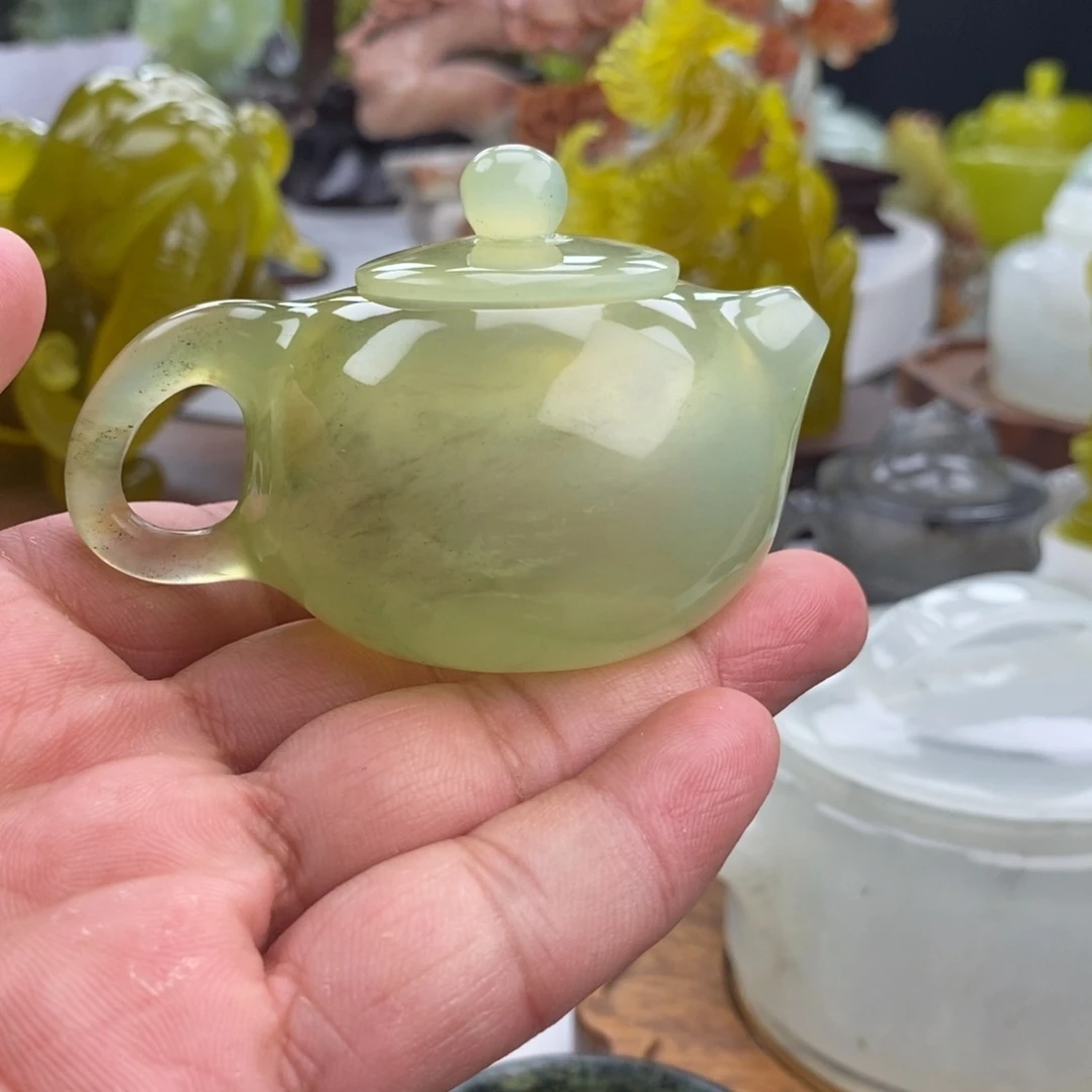 岫玉未镶嵌四大名玉手把壶