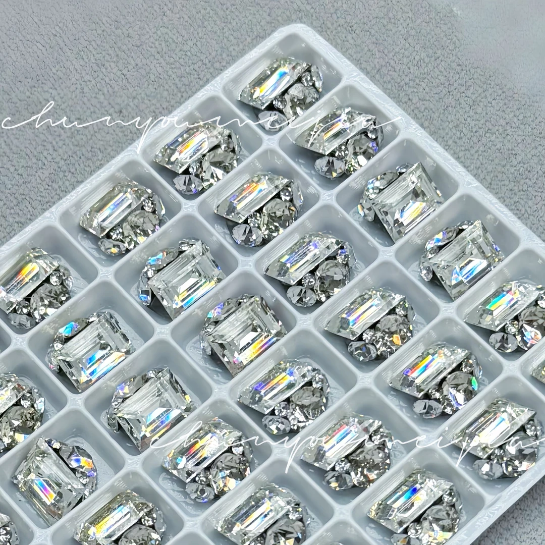 5颗美甲饰品高品施家华子切冰糖堆钻成品白色长直角堆堆钻10*11mm
