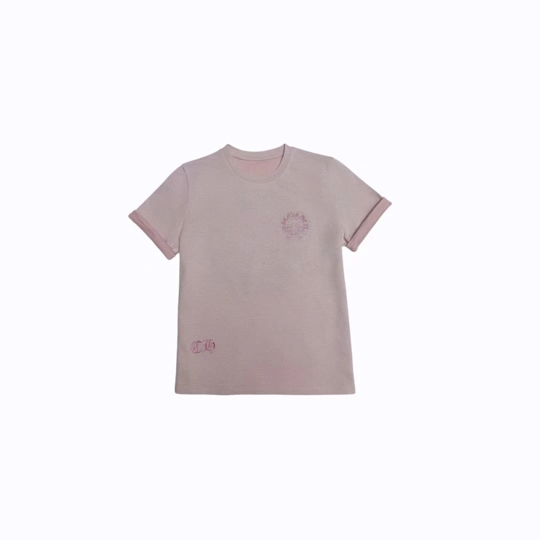 CC专柜高奢【粉圈】2025春夏新款双色刺绣百搭圆领短袖T恤HY187