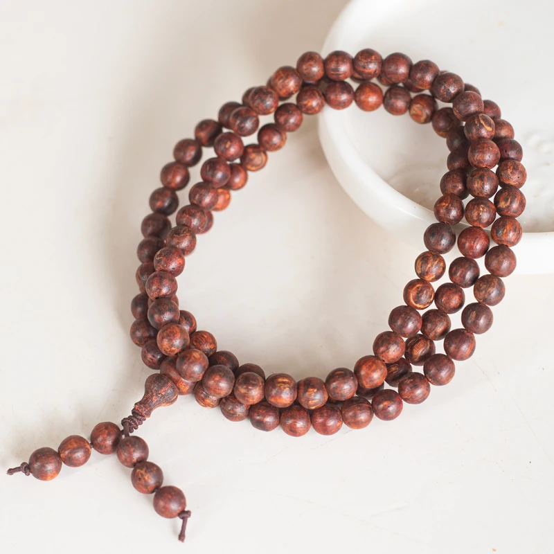 【海南帝王黄金甲降真】约6MM*108颗 多圈手串 原木雕塑