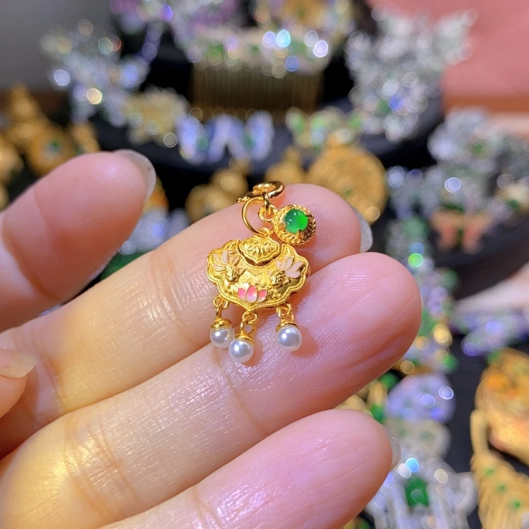 吊坠(不含链)银S925镶嵌翡翠