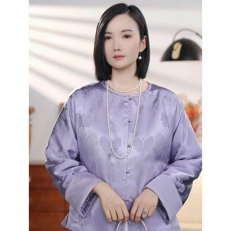 QIAN【上久楷·紫蝶棉服】秋冬新3M棉填充新中式棉服
