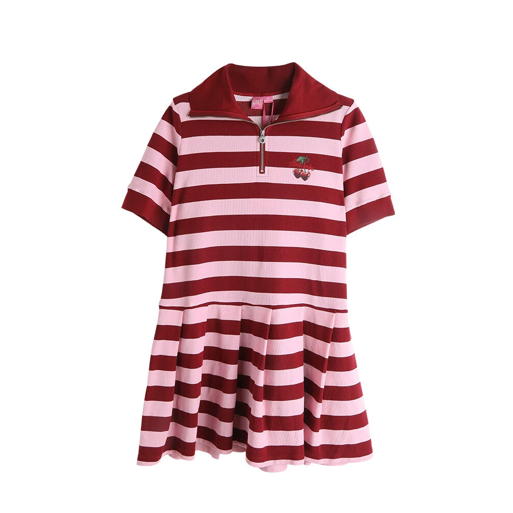 LALABOBO经典条纹POLO领连衣裙减龄短裙LBDB-WL