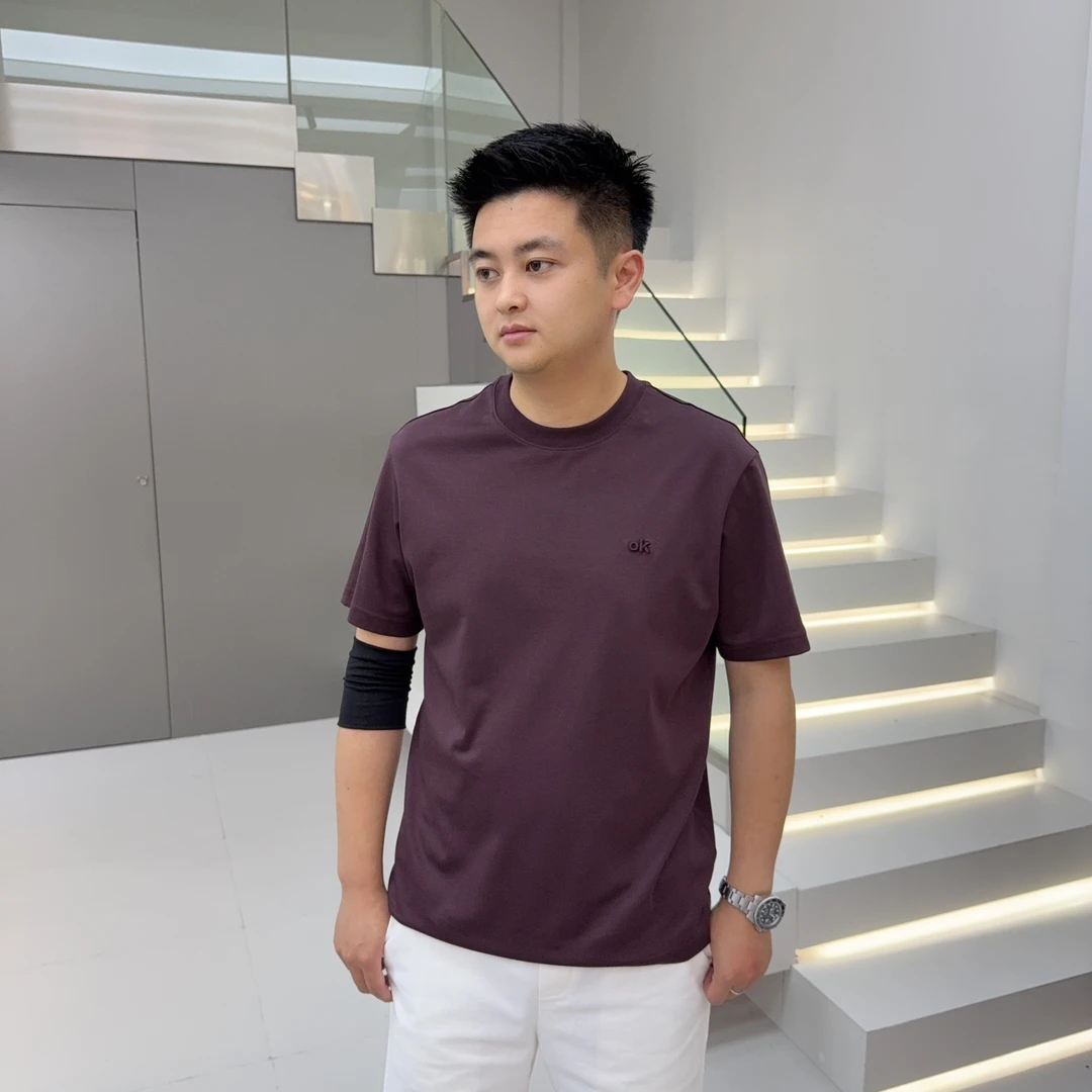 男士短袖T恤休闲简约透气轻柔纯色圆领T恤68588