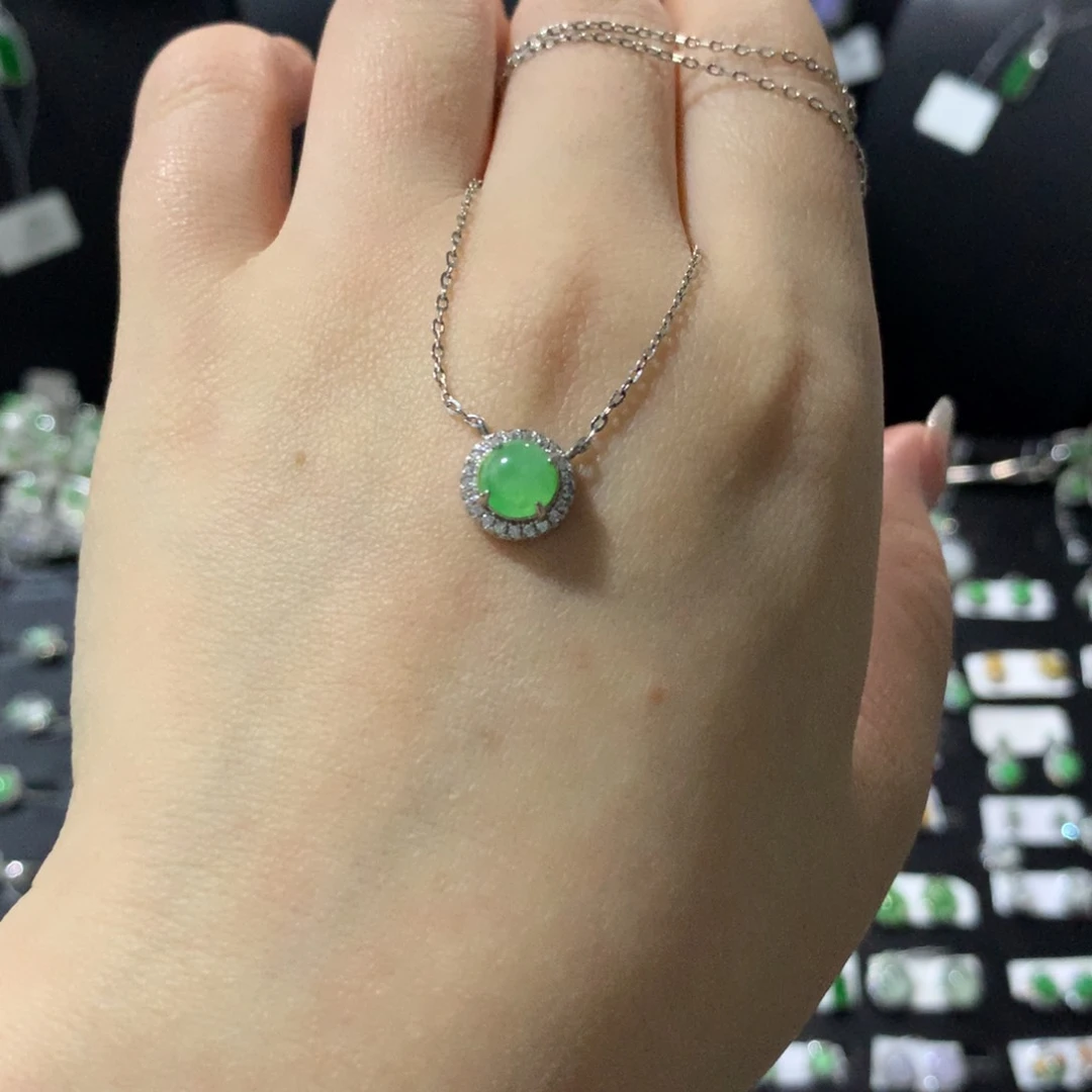 翡翠戒指银S925镶嵌项链