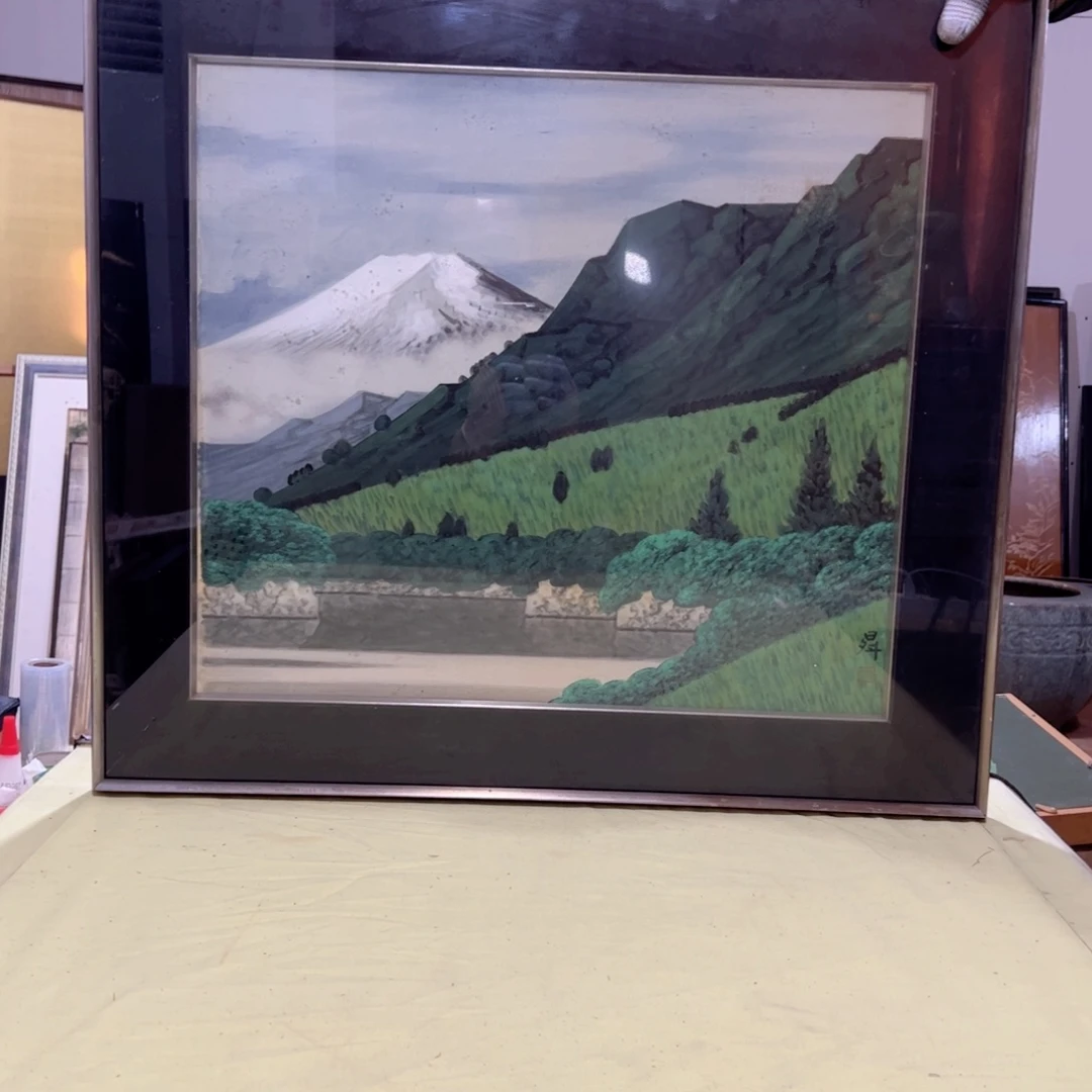 绘画黄****脚屏风框画茶空间设计